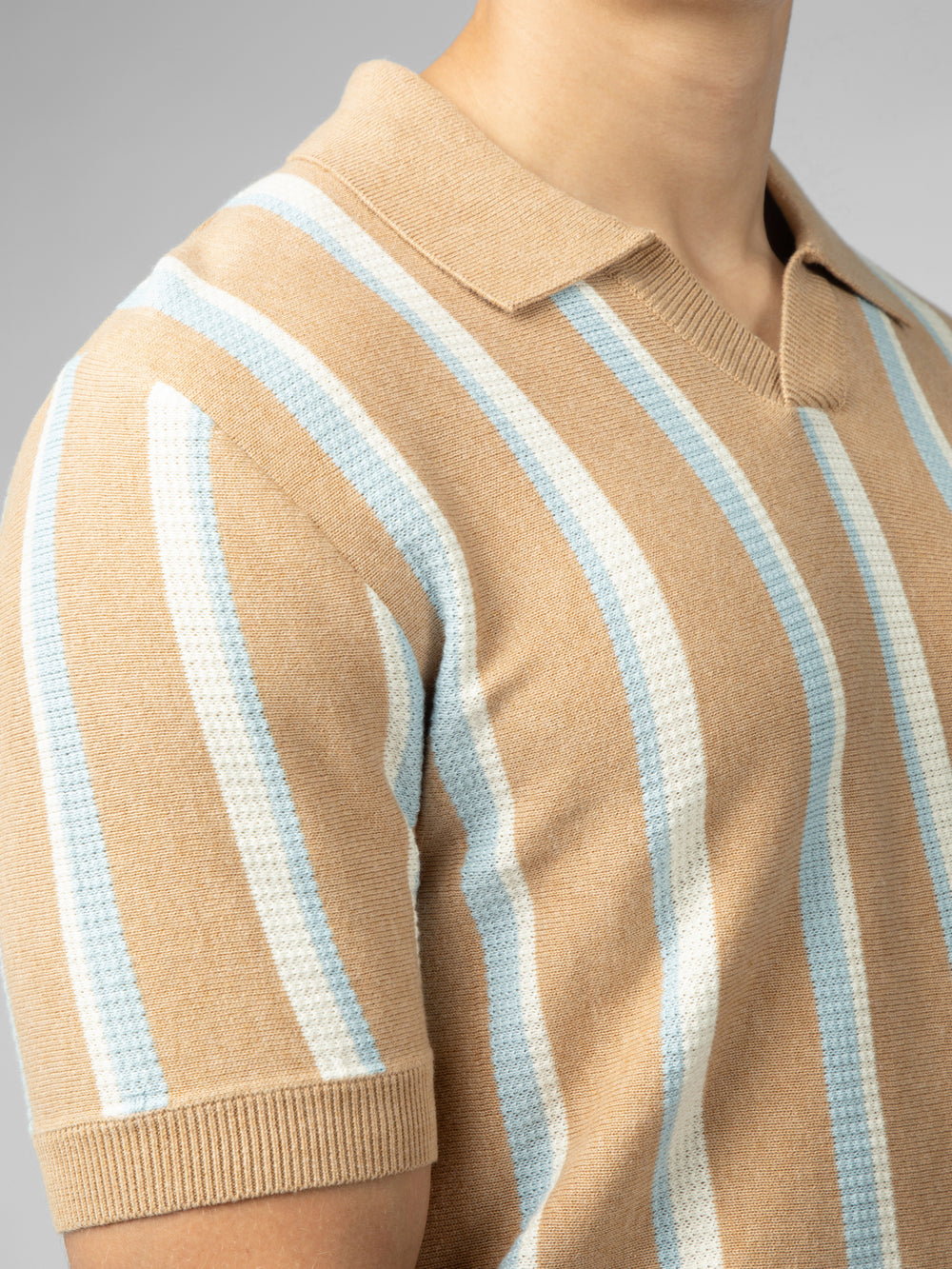 Ben Sherman Vertical Stripe Open Neck Polo Strikkevarer Grå | HV5092683