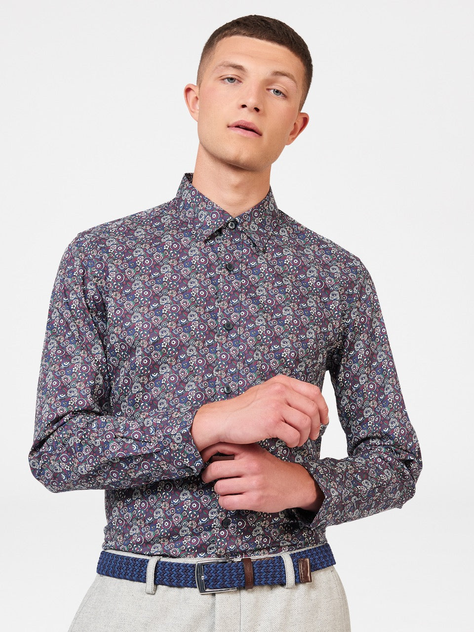 Ben Sherman Winter Floral Skjorte Lilla | HU3946720