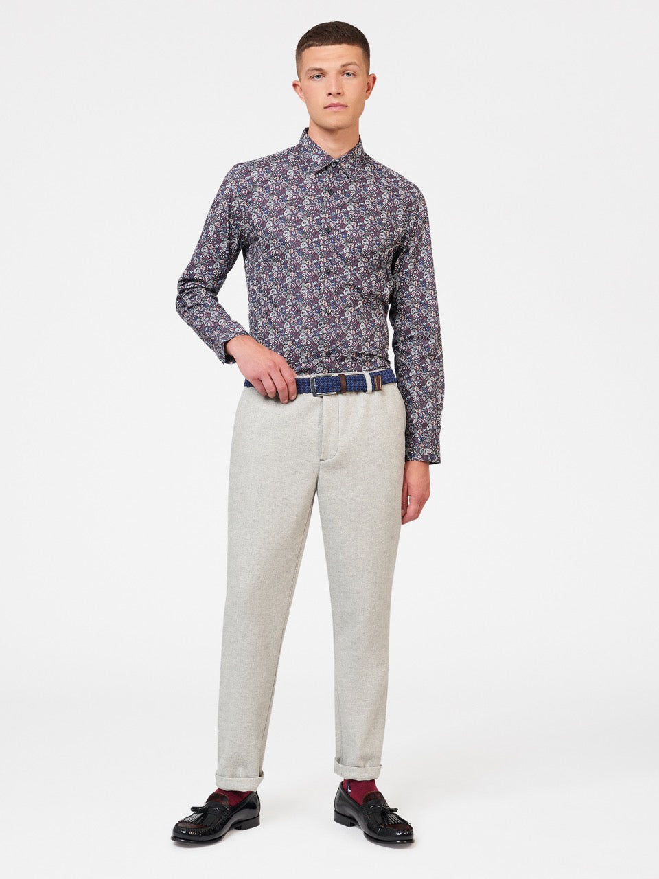 Ben Sherman Winter Floral Skjorte Lilla | HU3946720