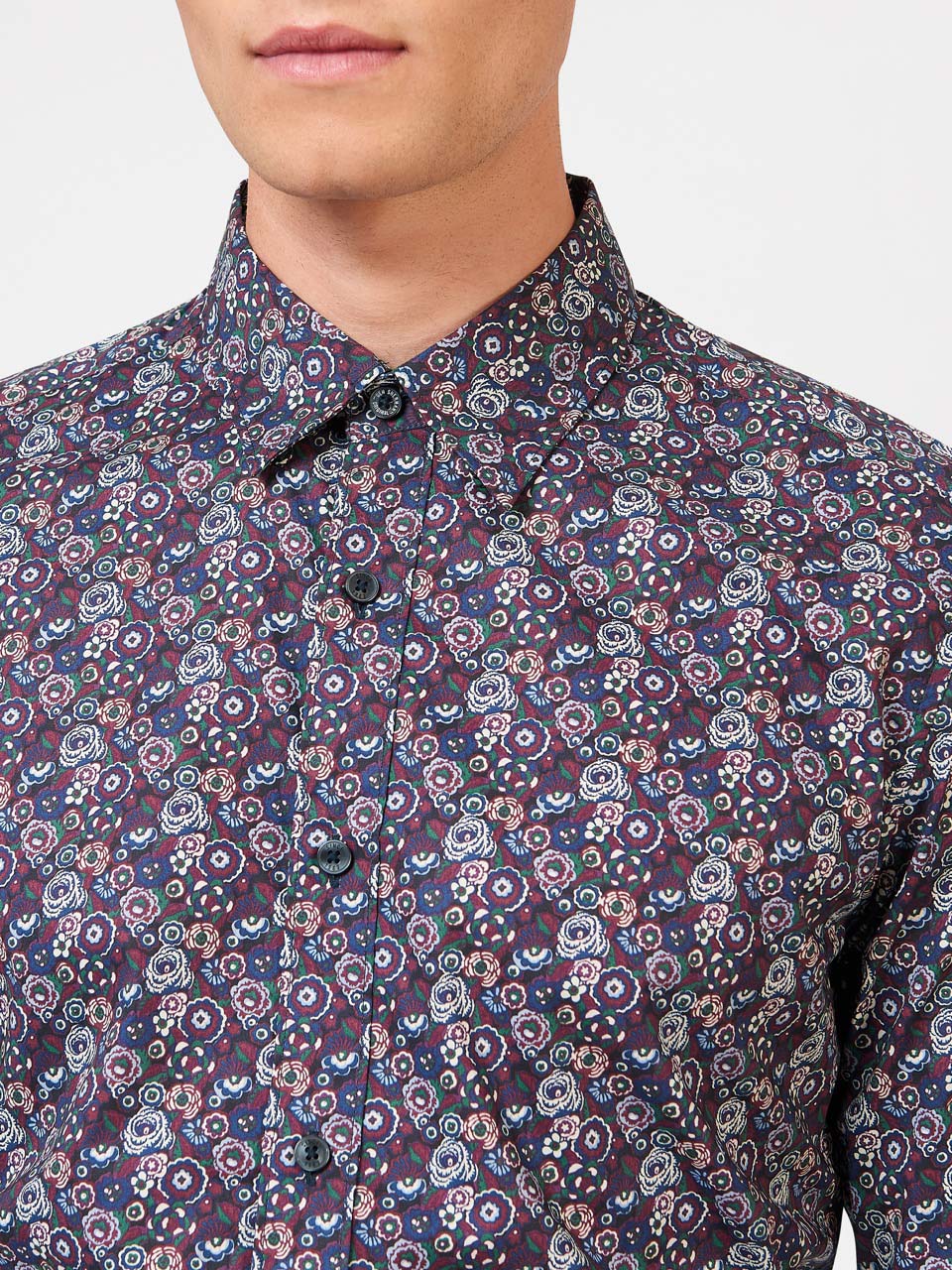 Ben Sherman Winter Floral Skjorte Lilla | HU3946720